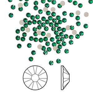 Flat back 1440pk majestic green foil back, Swarovski® 2.1-2.3mm rose round SS7 2058