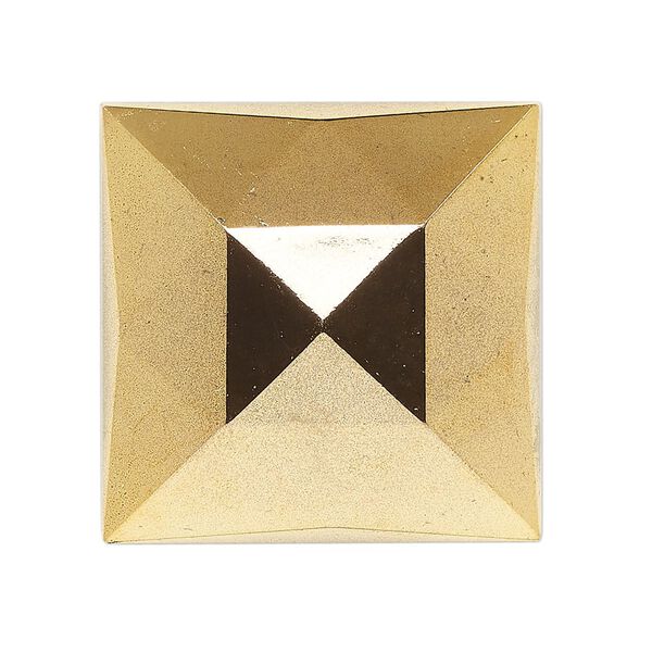 Focal, vintage Czech glass, opaque gold and black, 30mm faceted square. Sold individually. image number 0