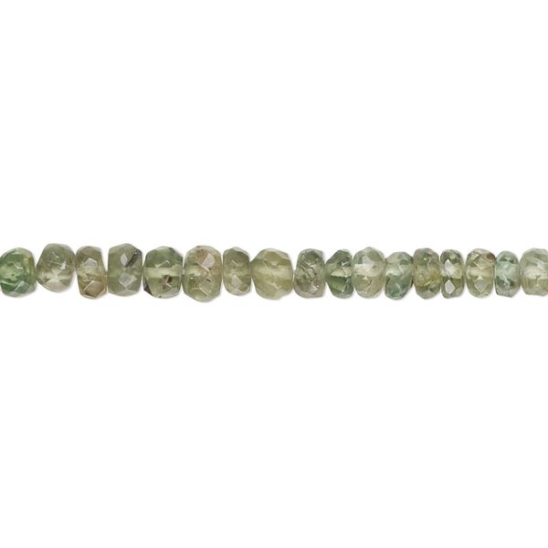 Green apatite 1pkg1, hand-cut faceted rondelle bead natural 13 inch 3x2mm-5x3mm image number 0