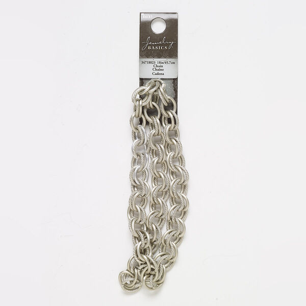 Chain, anodized aluminum, 11mm textured and smooth double oval rolo, 18 inches. Sold individually. image number 0