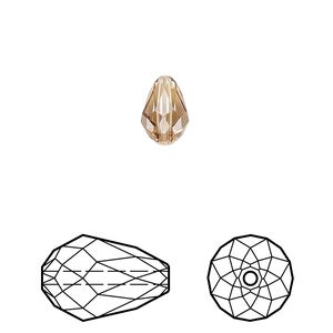 Bead 24pk light Colorado topaz, Crystal Passions® 9x6mm teardrop 5500