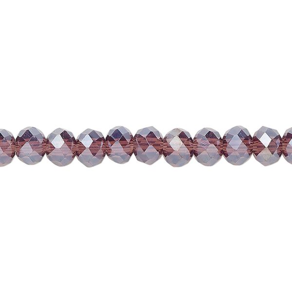 Bead 1pkg1 glass, 6x4mm-6x5mm faceted rondelle, 15 inch translucent luster amethyst image number 0