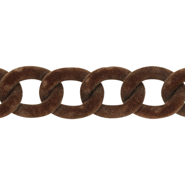Chain, aluminum, flocked brown, 13mm curb. Sold per pkg of 24 inches. image number 0