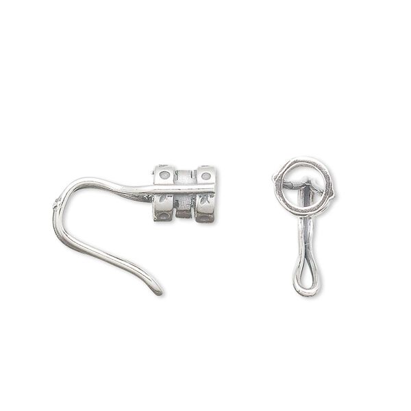 Crimp end, JBB Findings, sterling silver, 17x6mm tube with hook, 4mm inside diameter. Sold per pkg of 2. image number 0