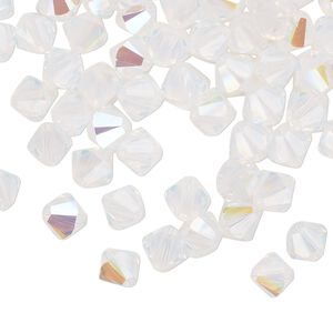 Bead 360pk white opal shimmer, Swarovski® 6mm XILION bicone 5328