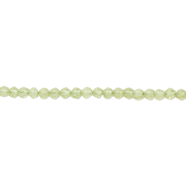 Bead, peridot (natural), 2.5-3mm faceted round, B grade, Mohs hardness 6-1/2 to 7. Sold per 15-1/2" to 16" strand. image number 0