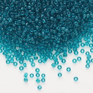 Seed bead, Dyna-Mites™, glass, pkg/1/2kg, #11 round, transparent teal blue, (21 11/0 RR).