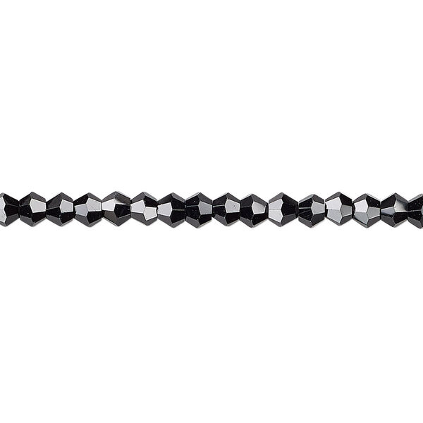 Bead 1pk opaque black, Celestial Crystal® 4mm bicone 15.5-16 inch image number 0