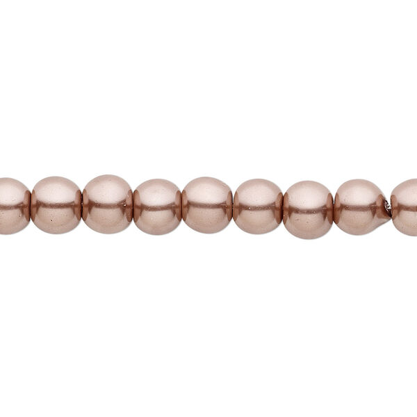 Bead, crystal pearl, brown, 6mm round. Sold per pkg of (2) 15-1/2" to 16" strands, approximately 130 beads. image number 0