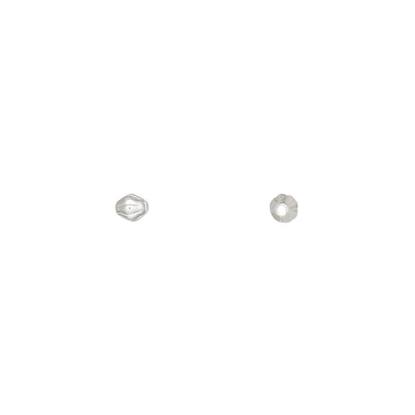 Bead, silver-plated brass, 3mm corrugated double cone. Sold per pkg of 100. image number 0