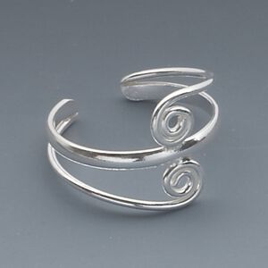 Ring, sterling silver, 11mm wide with double swirl design, adjustable. Sold individually.
