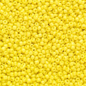 Seed bead, Ming Tree™, glass, pkg/1 pound, #11 round, opaque yellow.