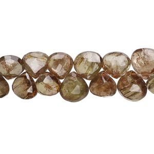 Andalusite 1pkg1, hand-cut top-drilled faceted puffed teardrop bead natural 8 inch graduated 7-10mm