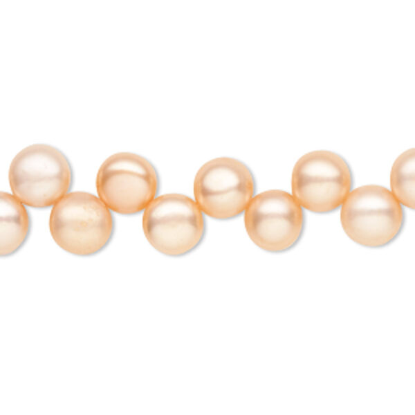 Pearl, cultured freshwater (dyed), daylily, 7-8mm top-drilled puffed flat round, B grade, Mohs hardness 2-1/2 to 4. Sold per 16-inch strand. image number 0