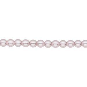 Bead, Czech pearl-coated glass druk, opaque light mauve, 4mm round. Sold per 15-1/2" to 16" strand.