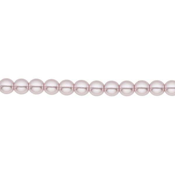 Bead, Czech pearl-coated glass druk, opaque light mauve, 4mm round. Sold per 15-1/2" to 16" strand. image number 0