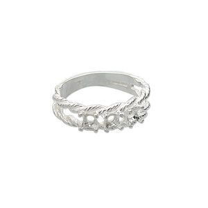 Ring, Sure-Set™, sterling silver, braided band with (3) 3.5mm 4-prong round settings, size 8. Sold individually.