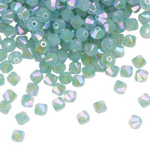 Bead 144pk Pacific opal shimmer 2X, Crystal Passions® 4mm bicone 5328