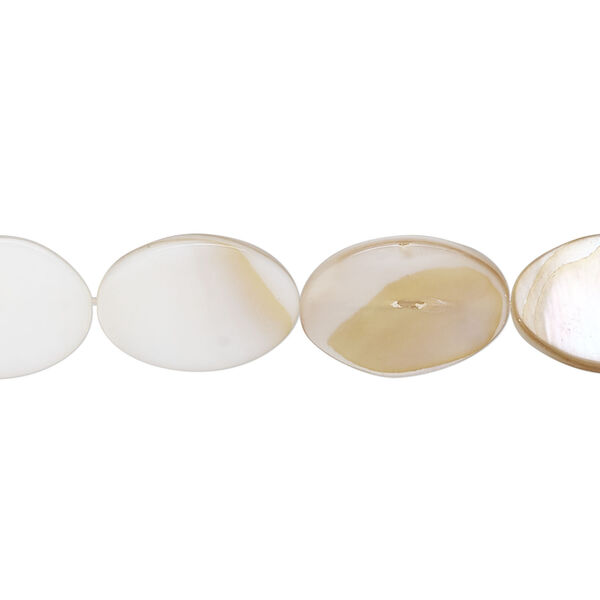 Mother-of-pearl shell 1pkg1, flat oval bead 15 inch 15x10mm image number 0