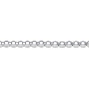 Bead, Czech glass druk, opaque satin silver, 4mm round. Sold per 15-1/2" to 16" strand.
