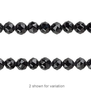 Black onyx 1pkg1, rose-cut round bead 8 inch 6mm