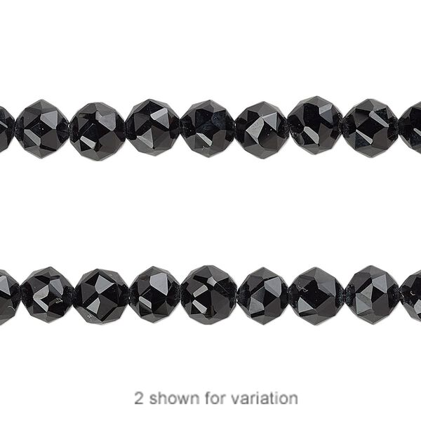 Black onyx 1pkg1, rose-cut round bead 8 inch 6mm image number 0