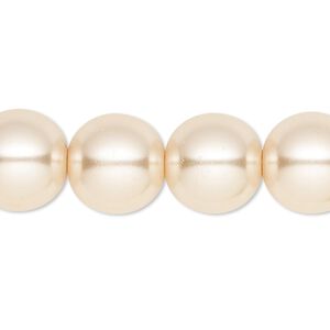 Bead, crystal pearl, cream, 14mm round. Sold per 15-1/2" to 16" strand, approximately 25 beads.