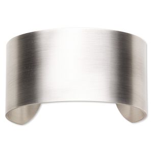Bracelet component, cuff, antique silver-plated steel, 1-1/2 inch wide, 7-1/2 inches. Sold individually.