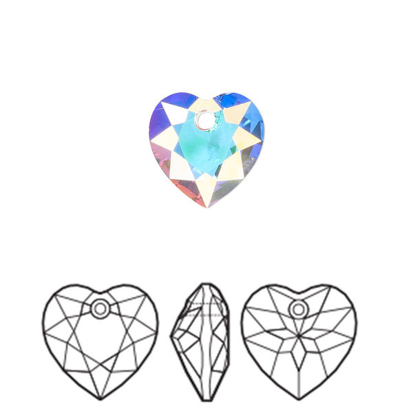 Drop 2pk crystal AB, Crystal Passions® 10.5mm pendant heart cut 6432 image number 0