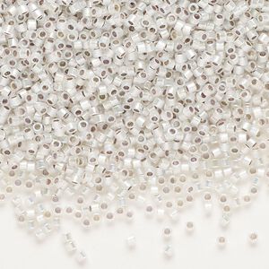Seed bead, Delica®, glass, pkg/250g, #11 round, translucent rainbow silver-lined opal (DB-0223).