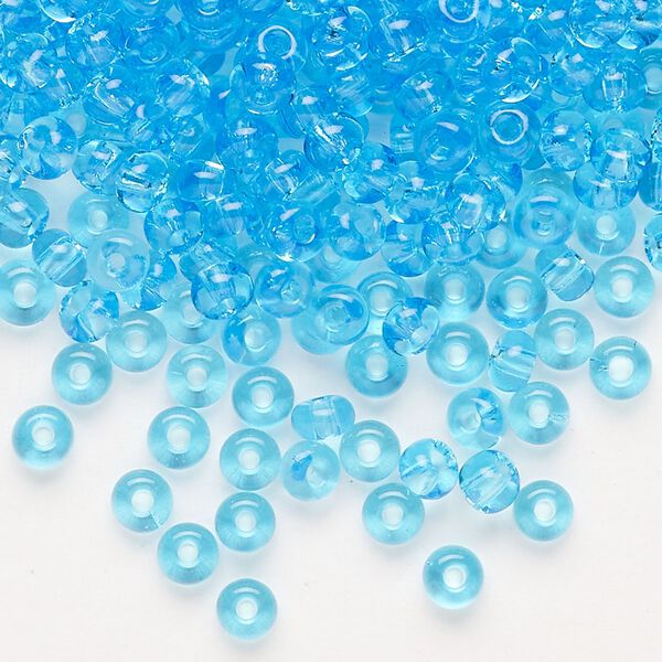 Seed bead, Preciosa Ornela Czech glass, pkg/500g, #6 rocaille, transparent sky blue, (60010). image number 0