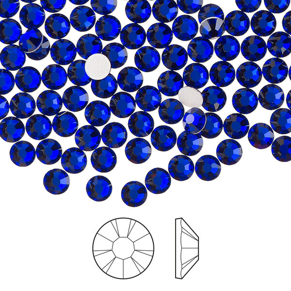 Flat back 144pk cobalt blue foil back, Preciosa MAXIMA Czech crystal hotfix rhinestone 3.8-4mm chaton rose round SS16 image number 0