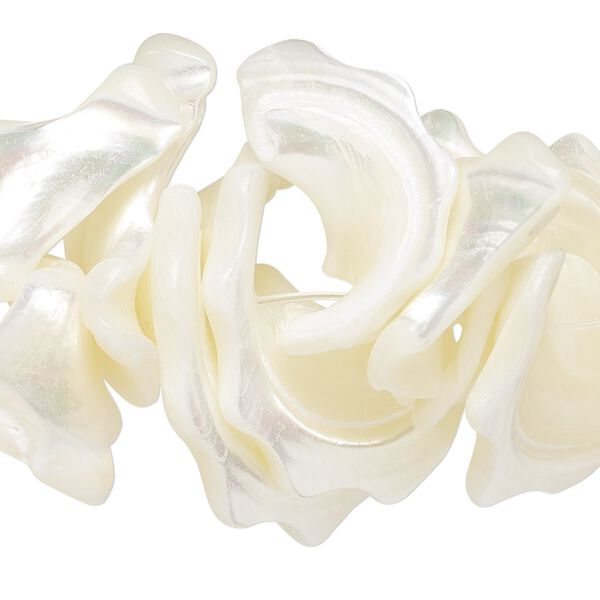 Bead, mother-of-pearl shell (bleached), white, frangia, Mohs hardness 3-1/2. Sold per 15-1/2" to 16" strand. image number 0