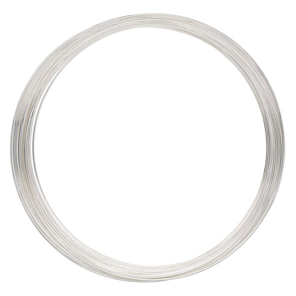 Memory wire, silver-plated stainless steel, 3-5/8 inch necklace, 0.65-0.75mm thick. Sold per 1-ounce pkg, approximately 30 loops. image number 0