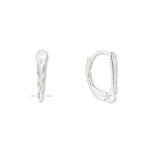 Ear wire leverback 1pkg2 sterling silver-filled, 15mm diamond-cut / 12x3.5mm / shield / closed loop, 1 pair