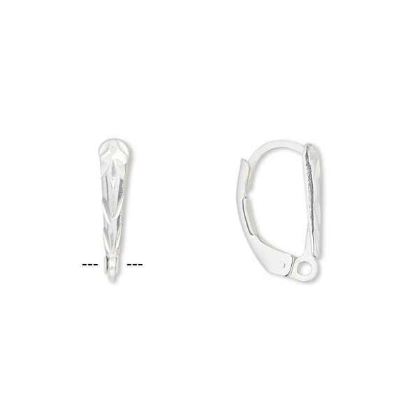 Ear wire leverback 1pkg2 sterling silver-filled, 15mm diamond-cut / 12x3.5mm / shield / closed loop, 1 pair image number 0