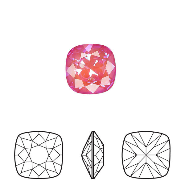 Fancy stone 1pk crystal lotus pink DeLite, Crystal Passions® 12mm cushion 4470 image number 0