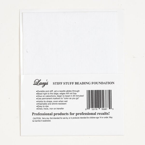 Lacy's Stiff Stuff™ 1pkg1, beading foundation, white, 5-1/2x4-1/4 inch rectangle sheet. image number 1