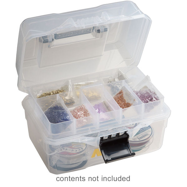 Organizer, ArtBin&reg; tarnish inhibitor 1pkg1, polypropylene, clear and black, 9 x 5-1/2 x 6-3/4 inches, organizer box with removable tray with 6 fixed compartments. image number 1