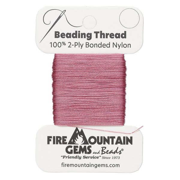 Thread, nylon, dusty rose, size AA. Sold per 50-yard card. image number 0