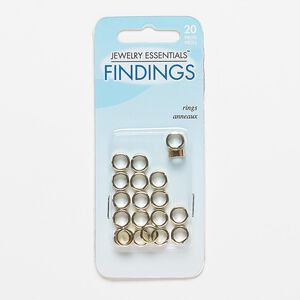 Bead, gold-finished steel, 8x3mm flat rondelle with slit and 5mm hole. Sold per pkg of 20.