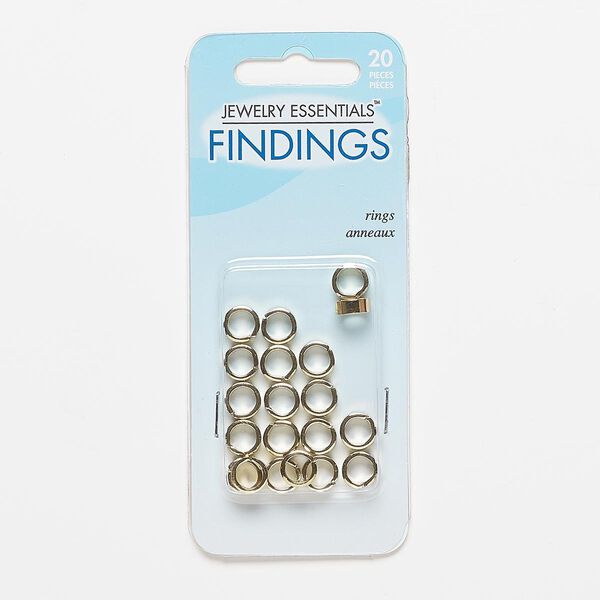 Bead, gold-finished steel, 8x3mm flat rondelle with slit and 5mm hole. Sold per pkg of 20. image number 0