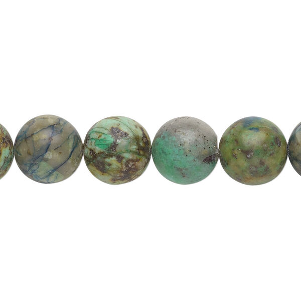 Bead, chrysocolla (stabilized), 10mm round, B grade, Mohs hardness 2 to 4. Sold per 15-1/2" to 16" strand. image number 0