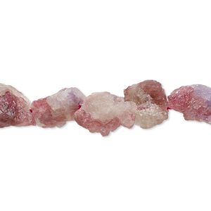 Pink tourmaline / quartz crystal 1pkg1, rough nugget bead natural 8 inch small to medium