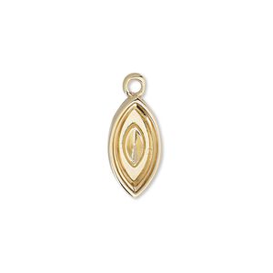 Drop, Almost Instant Jewelry®, gold-plated "pewter" (zinc-based alloy), 17x9mm marquise with 15x7mm navette setting. Sold per pkg of 2.