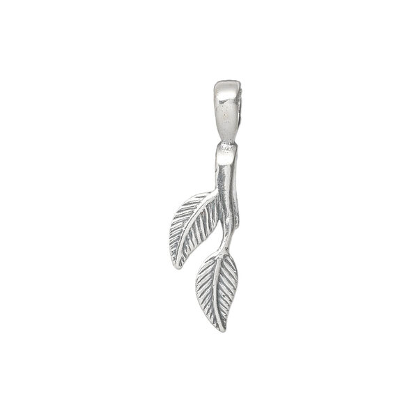 Bail, ice-pick, antiqued sterling silver, 20x7mm double leaf, 6mm grip length. Sold individually. image number 0