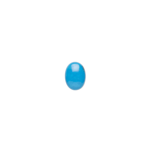 Cabochon, howlite (dyed), turquoise blue, 8x6mm calibrated oval, B grade, Mohs hardness 3 to 3-1/2. Sold per pkg of 10. image number 0