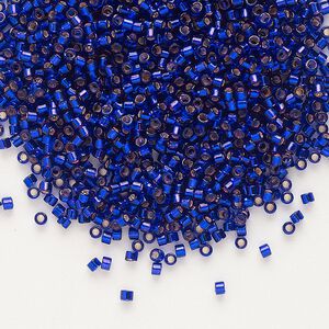 Seed bead, Delica®, glass, pkg/250g, #11 round, transparent silver-lined royal purple (DB-0610).