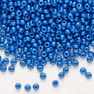 Seed bead, Preciosa Ornela Czech glass, pkg/50g, #8 rocaille, opaque PermaLux dyed blue chalkwhite, (22021).
