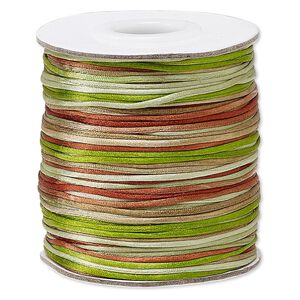 Cord, Satinique™, satin, forest, 1mm mini. Sold per 200-foot spool.